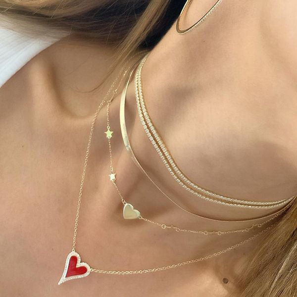 chains delicate shiny micro pave cz white red black cute heart shape pendant necklace for women girl lovely charm wedding jewelry, Silver
chains delicate shiny micro pave cz white red black cute heart shape pendant necklace for women girl lovely charm wedding jewelry, Silver