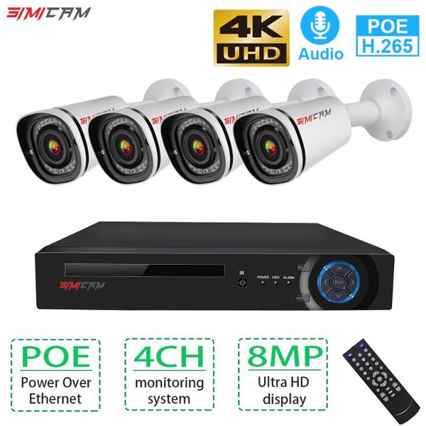 4k cctv video surveillance kit 4ch poe nvr 8mp outdoor waterproof poe ip cameras h.265 security camera system set simicam
4k cctv video surveillance kit 4ch poe nvr 8mp outdoor waterproof poe ip cameras h.265 security camera system set simicam