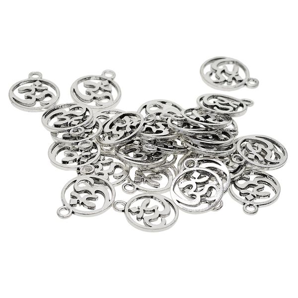 30pcs tibetan silver hollow out om yoga round charms pendant necklace making, Black 
30pcs tibetan silver hollow out om yoga round charms pendant necklace making, Black