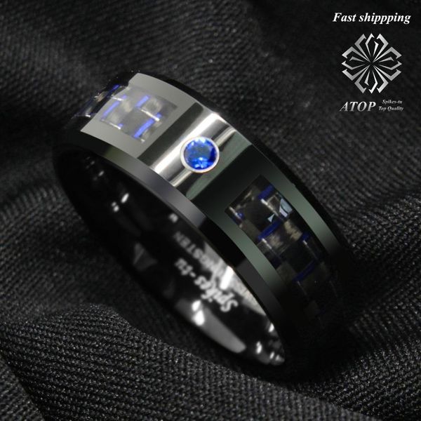 black and blue carbon fiber tungsten ring blue men s jewelry wedding band t190624, Silver
black and blue carbon fiber tungsten ring blue men s jewelry wedding band t190624, Silver
