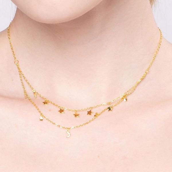 925 sterling silver jewelry delicate moon stars multi layered necklaces for women girls
925 sterling silver jewelry delicate moon stars multi layered necklaces for women girls