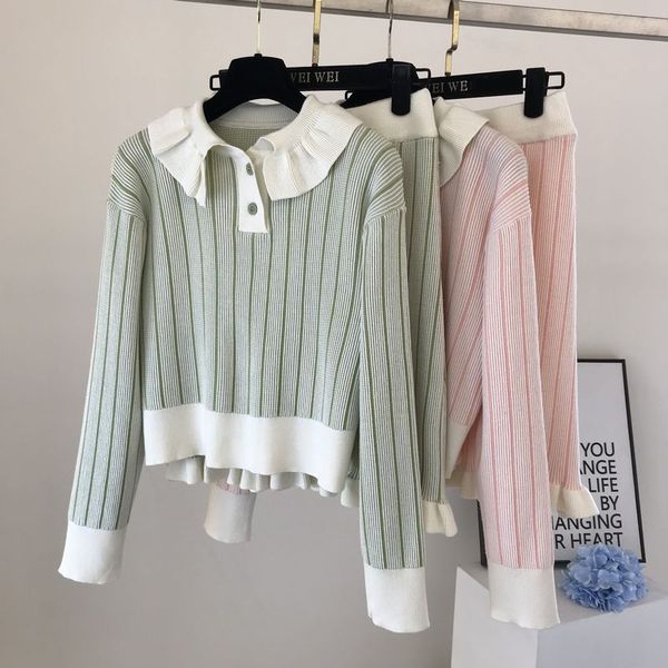 women's tracksuits western style age-reducing doll collar high waist short vertical striped knit sweater + ruffled hip wrap two-piece s, Gray
women's tracksuits western style age-reducing doll collar high waist short vertical striped knit sweater + ruffled hip wrap two-piece s, Gray