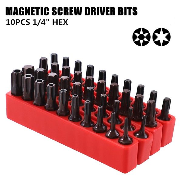 10pcs 1/4" hex torx head 25mm alloy screw driver bits magnetic set t6-t40 electric screwdriver bit tool set hand tool sets
10pcs 1/4" hex torx head 25mm alloy screw driver bits magnetic set t6-t40 electric screwdriver bit tool set hand tool sets