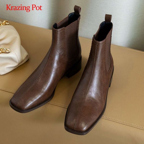 krazing pot short boots stretch patchwork square toe thick med heel slip on young girls convenient ankle boots l41, Black
krazing pot short boots stretch patchwork square toe thick med heel slip on young girls convenient ankle boots l41, Black