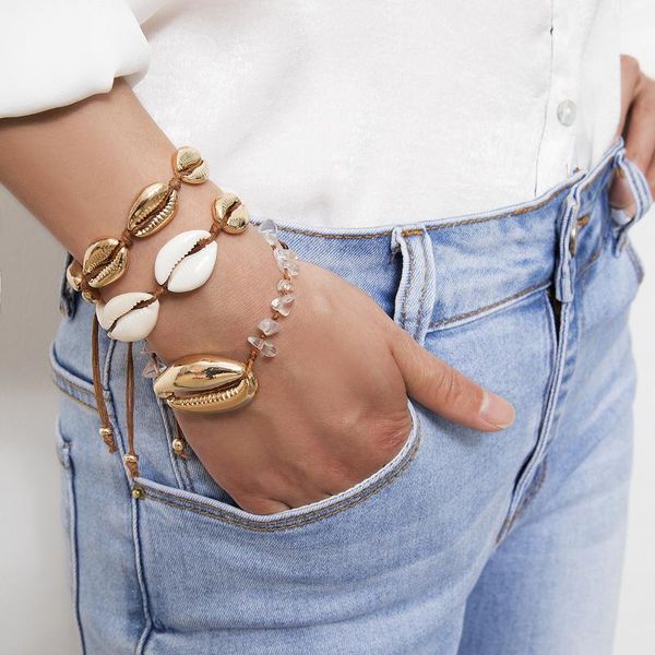 charm bracelets gold color big cowrie shell for women delicate rope chain bracelet beads bohemian beach jewelry 2021, Golden;silver
charm bracelets gold color big cowrie shell for women delicate rope chain bracelet beads bohemian beach jewelry 2021, Golden;silver