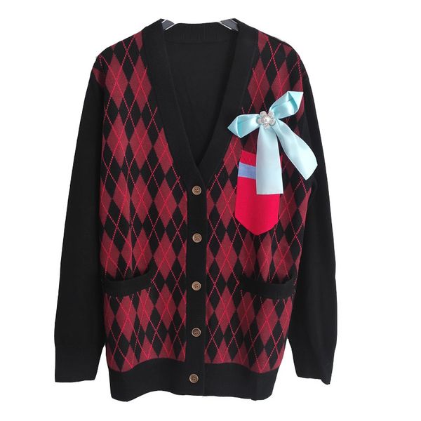 905 2020 autumn sweater long sleeve red green cardigan v neck brand same style prom fashion luxury womens clothes qian, White;black
905 2020 autumn sweater long sleeve red green cardigan v neck brand same style prom fashion luxury womens clothes qian, White;black
