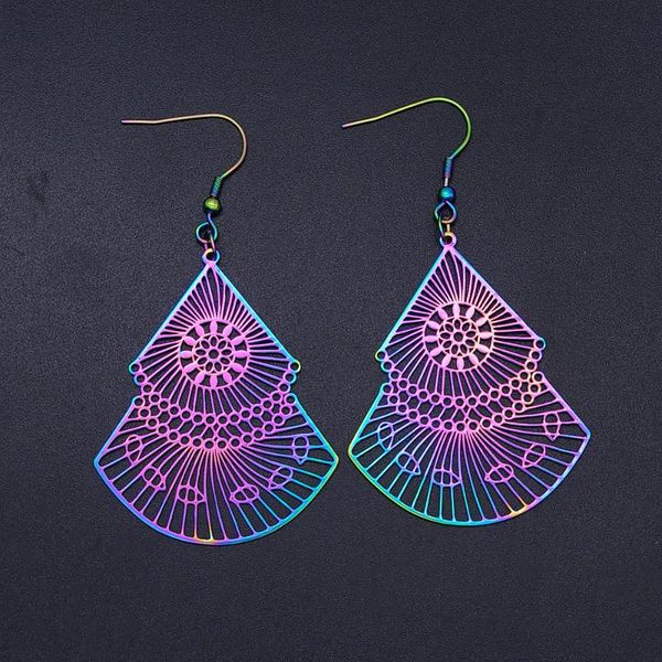 super unique rainbow color stainless steel fashion geometric fan drop earring for women factory price wholesale trendy jewelry, Silver
super unique rainbow color stainless steel fashion geometric fan drop earring for women factory price wholesale trendy jewelry, Silver
