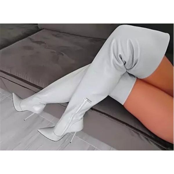 woman light gray purple thigh high boots pointed toe thin heels over the knee boots zipper leather night club big size 46, Black
woman light gray purple thigh high boots pointed toe thin heels over the knee boots zipper leather night club big size 46, Black