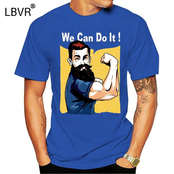 funny beard t shirt retro we can do it parody