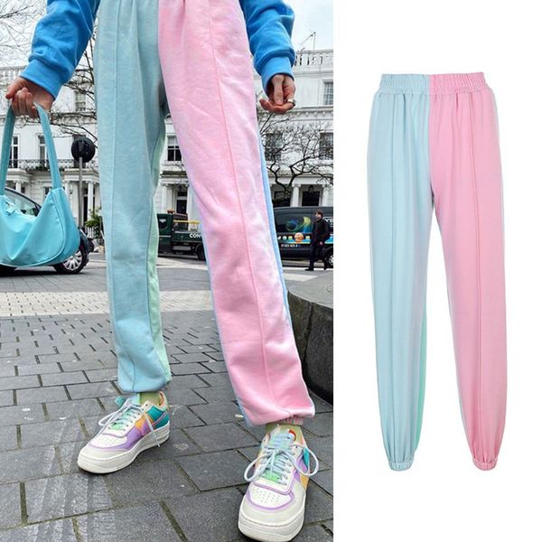 women contrast color patchwork jogger pants elastic high waist casual loose harem trousers sports sweatpants, Black;white
women contrast color patchwork jogger pants elastic high waist casual loose harem trousers sports sweatpants, Black;white