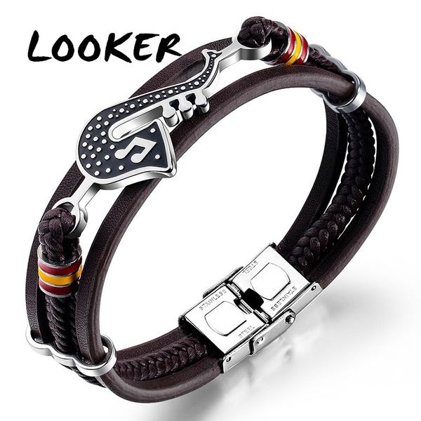 charm bracelets looker vintage saxophone bracelet multi-layer braided leather rope chain stainless steel bangle music lovers gift, Golden;silver
charm bracelets looker vintage saxophone bracelet multi-layer braided leather rope chain stainless steel bangle music lovers gift, Golden;silver
