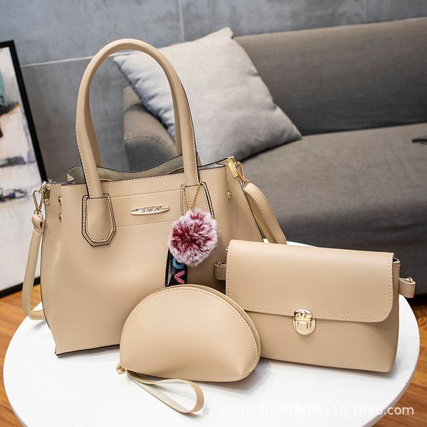ladies handbags fashion tide brand shoulder bag advanced comfort polyester solid color bucket type mother package three-piece
ladies handbags fashion tide brand shoulder bag advanced comfort polyester solid color bucket type mother package three-piece