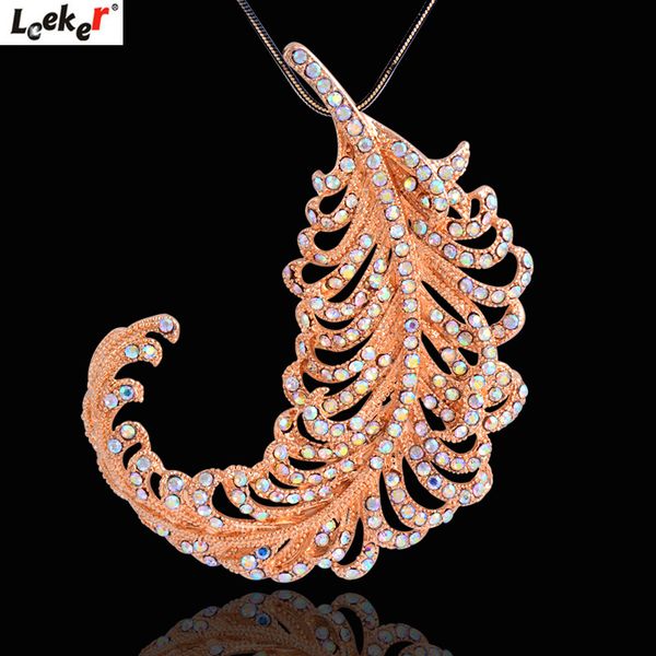 leeker gold color big rhinestone feather pendant long necklace snake chain women statement jewelry 465 lk4, Silver
leeker gold color big rhinestone feather pendant long necklace snake chain women statement jewelry 465 lk4, Silver
