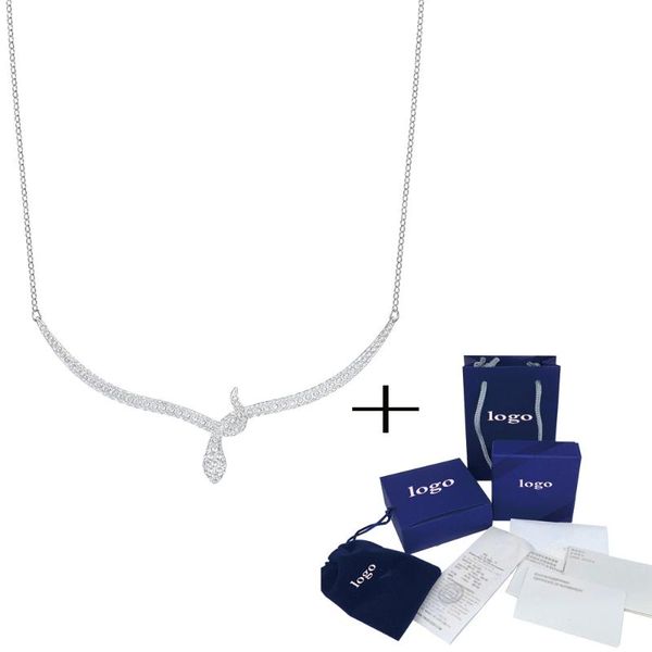 fashion swa leslie exquisite personality serpentine design necklace elegant clavicle chain for ladies jewelry anniversary gift, Silver
fashion swa leslie exquisite personality serpentine design necklace elegant clavicle chain for ladies jewelry anniversary gift, Silver