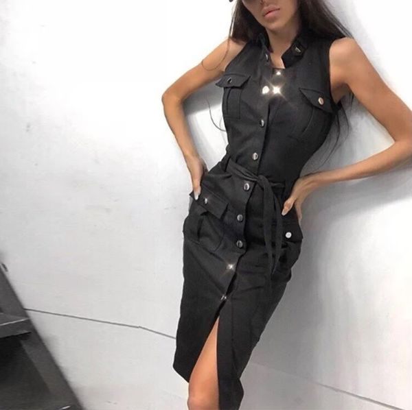 streetwear bodycon safari dress 2020 women sleeveless stand collar pocket button up dress with sashes runway white/black, Black;gray
streetwear bodycon safari dress 2020 women sleeveless stand collar pocket button up dress with sashes runway white/black, Black;gray