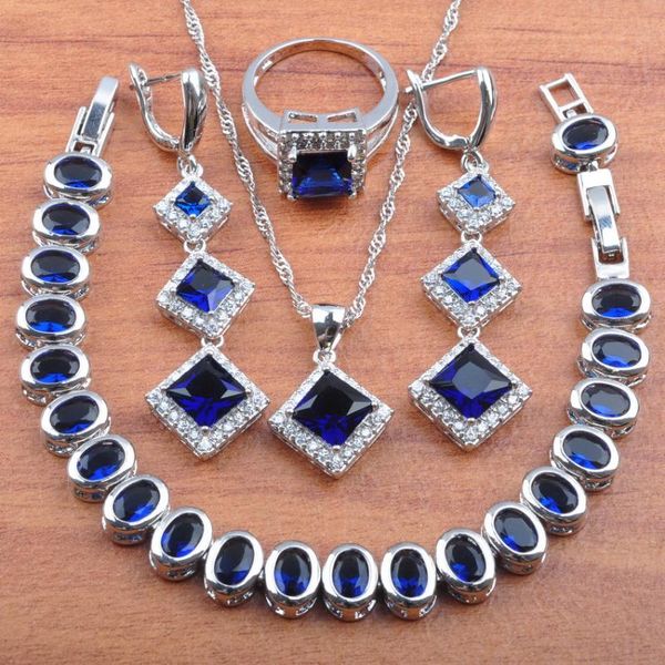 russian style wedding jewelry square blue zircon silver color jewelry set earrings necklace pendant rings bracelet js0200
russian style wedding jewelry square blue zircon silver color jewelry set earrings necklace pendant rings bracelet js0200