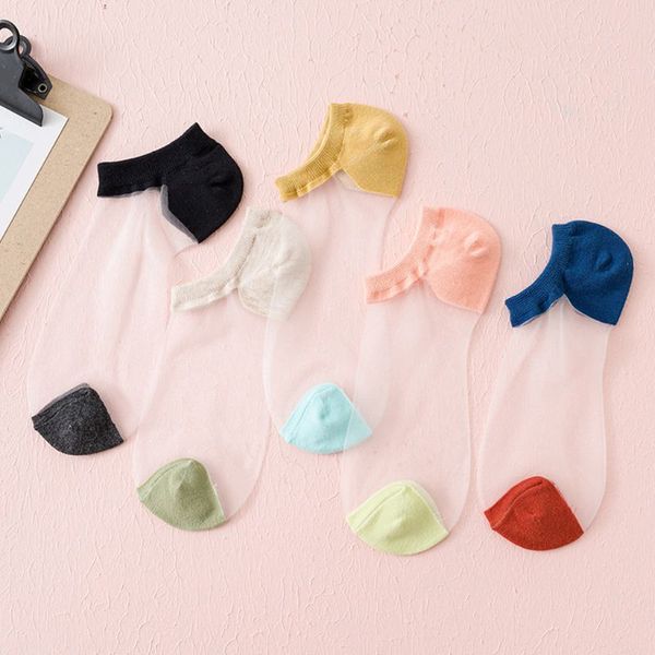 women sheer glass fiber boat socks candy color block non-slip invisible hosiery, Black;white
women sheer glass fiber boat socks candy color block non-slip invisible hosiery, Black;white