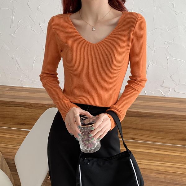 women's sweaters long sleeve knitted sweater women autumn 2021 v neck pullover slim solid color bottoming shirt, White;black
women's sweaters long sleeve knitted sweater women autumn 2021 v neck pullover slim solid color bottoming shirt, White;black