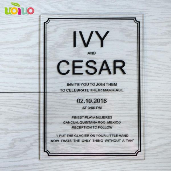 transparent glass wedding invitation card black words printing royal style laser cut invitations with box
transparent glass wedding invitation card black words printing royal style laser cut invitations with box