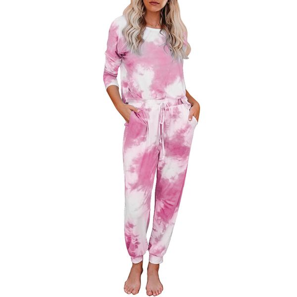 2020 new arrive factory wholesale fashion tie dye knit long sleeve joggers pajamas set for women, Black;red
2020 new arrive factory wholesale fashion tie dye knit long sleeve joggers pajamas set for women, Black;red