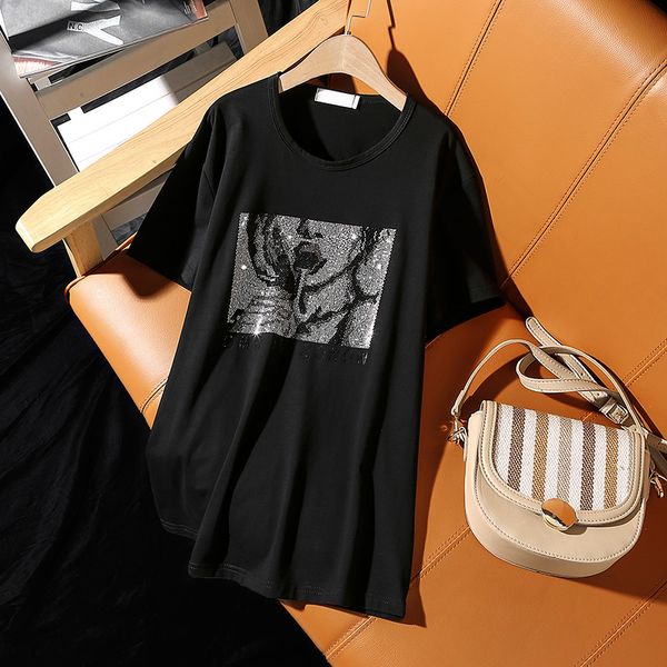 summer 2020 europe style new fashion loose plue size short-sleeved t-shirt for women hip hop personality diamond female, White
summer 2020 europe style new fashion loose plue size short-sleeved t-shirt for women hip hop personality diamond female, White