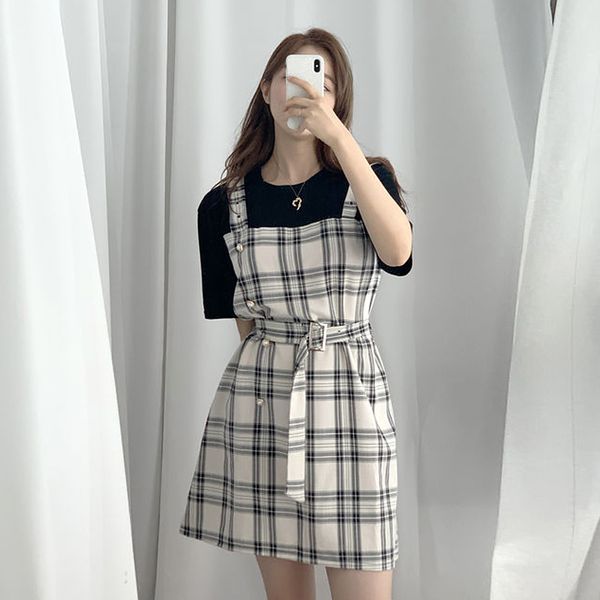party dresses summer office beach shirt stitched plaid lace dress women's lovely ins chic kawaii girl sweet harajuku clothes for women, White;black
party dresses summer office beach shirt stitched plaid lace dress women's lovely ins chic kawaii girl sweet harajuku clothes for women, White;black