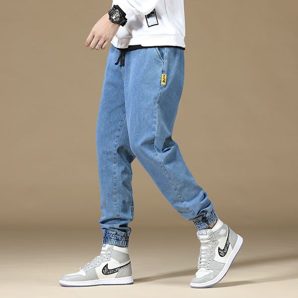 men's plus size fat fat guy lace-up jeans autumn and winter new street fashion tie feet pants loose and fattened harem trousers, Blue
men's plus size fat fat guy lace-up jeans autumn and winter new street fashion tie feet pants loose and fattened harem trousers, Blue