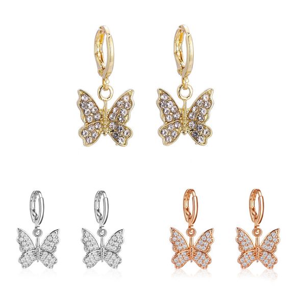 1pair korea shiny crystal butterfly small hoop earrings for women cute fashion rhinestone animals wing round ear stud jewelry, Golden;silver
1pair korea shiny crystal butterfly small hoop earrings for women cute fashion rhinestone animals wing round ear stud jewelry, Golden;silver