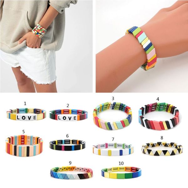 bohemian elastic stretch colorful tile enamel rectangle bracelet stackable enamel rainbow charm bangle bracelet jewelry, Golden;silver
bohemian elastic stretch colorful tile enamel rectangle bracelet stackable enamel rainbow charm bangle bracelet jewelry, Golden;silver