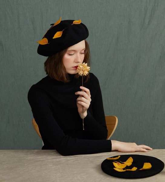 berets ginkgo biloba hand-felted wool woolen autumn and winter wild black hat painter creative gifts, Blue;gray
berets ginkgo biloba hand-felted wool woolen autumn and winter wild black hat painter creative gifts, Blue;gray