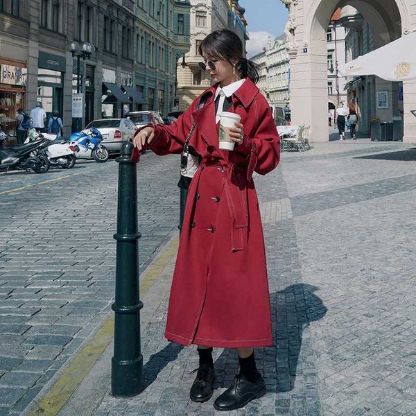 2020 trench coat for women double breasted red long trench coat female high street fashion loose plus size windbreaker overcoat, Tan;black
2020 trench coat for women double breasted red long trench coat female high street fashion loose plus size windbreaker overcoat, Tan;black