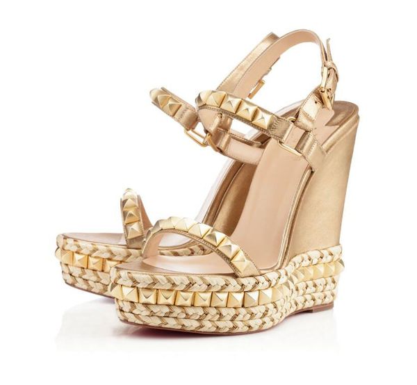 famous ladies red bottom wedge cataclou sandals gold patent leather studded ladies ankle strap women's pumps party dress eu35-42,with b, Black
famous ladies red bottom wedge cataclou sandals gold patent leather studded ladies ankle strap women's pumps party dress eu35-42,with b, Black