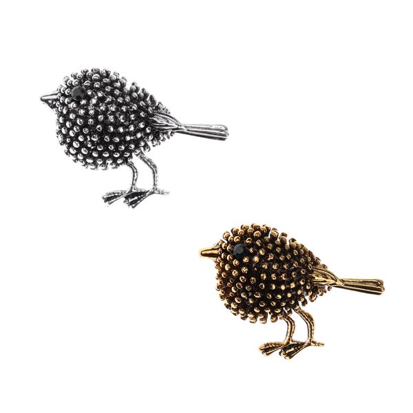 2pcs women mens wedding brooch bird animal diamond corsage collar badge, Gray