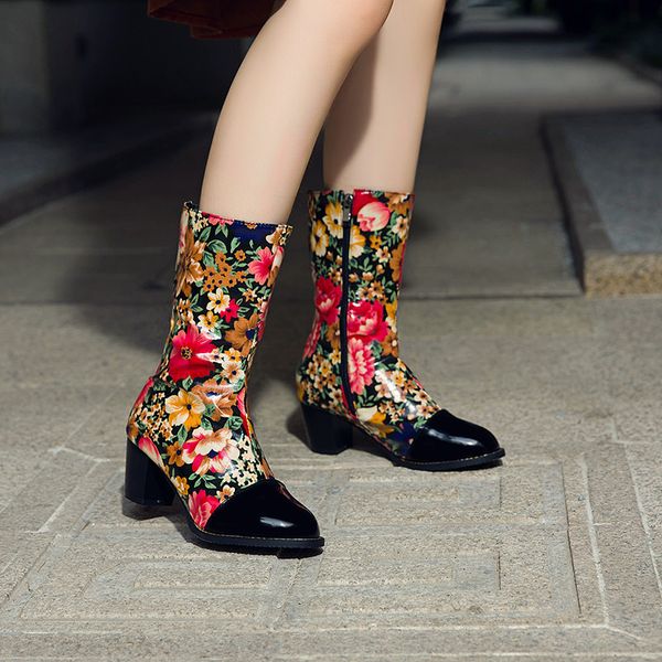 ymechic fashion patent print block high heels mid calf woman shoes black yellow red autumn winter mid long knight boots female
ymechic fashion patent print block high heels mid calf woman shoes black yellow red autumn winter mid long knight boots female