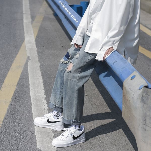ins trendy jeans men's loose all-match straight cropped jeans wide leg pants korean style trendy summer thin wide leg pants gmqw5, Blue
ins trendy jeans men's loose all-match straight cropped jeans wide leg pants korean style trendy summer thin wide leg pants gmqw5, Blue