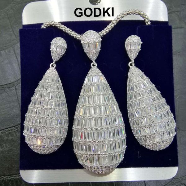 godki luxury water drop cubic zircon nigerian necklace earring jewelry sets for women wedding dubai bridal jewelry sets, Silver
godki luxury water drop cubic zircon nigerian necklace earring jewelry sets for women wedding dubai bridal jewelry sets, Silver