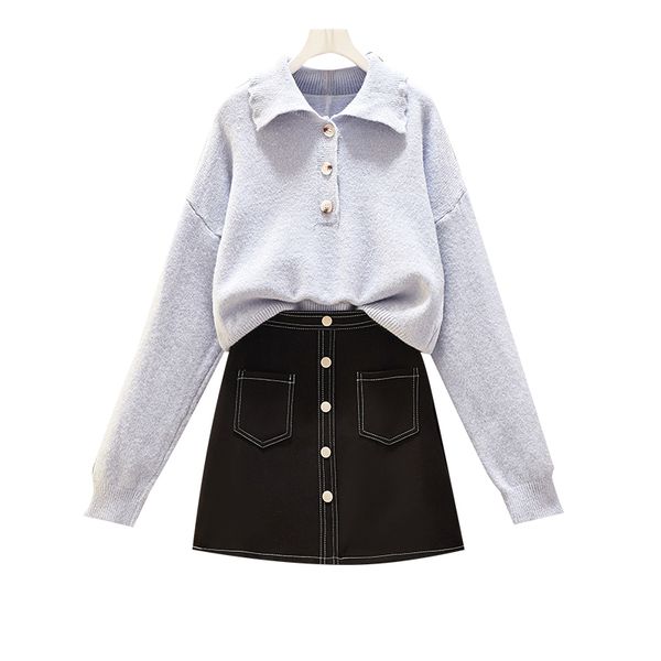 women's tracksuits autumn outfit set long sleeve knit sweater lapel students render skirt women knitted black a line suit, Gray
women's tracksuits autumn outfit set long sleeve knit sweater lapel students render skirt women knitted black a line suit, Gray