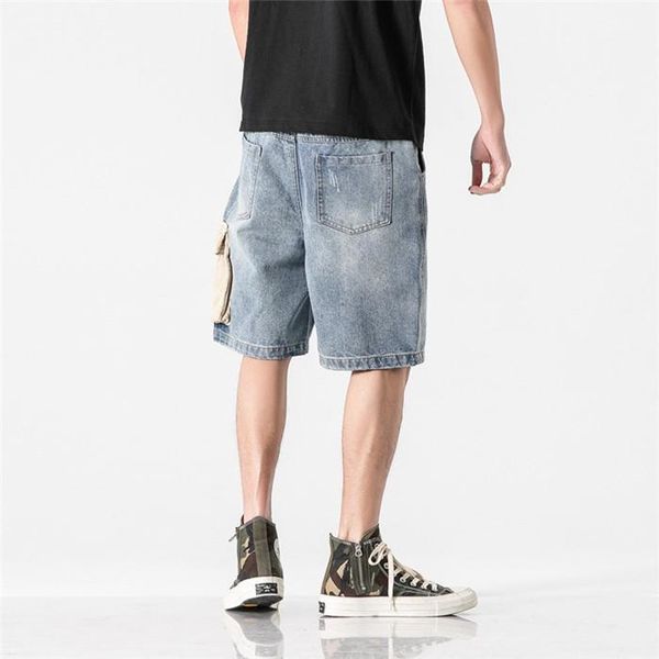 pocket beach short pants male knee length mens splice denim shorts summer loose with, White;black
pocket beach short pants male knee length mens splice denim shorts summer loose with, White;black