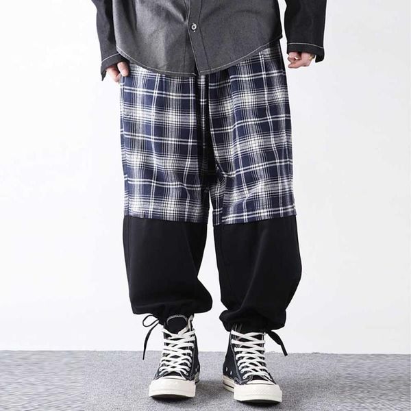 plaid stitching overalls men women trendy loose baggy cargo pants elastic waist wide leg casual trousers hiphop harem pants, Black
plaid stitching overalls men women trendy loose baggy cargo pants elastic waist wide leg casual trousers hiphop harem pants, Black