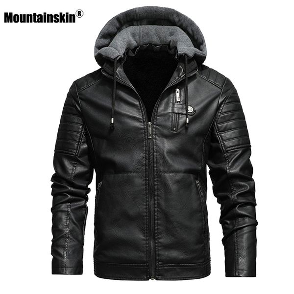 mountainskin men's hooded pu jacket mens winter autumn thick motorcycle leather jacket casual windproof leather coat male sa945, Black 
mountainskin men's hooded pu jacket mens winter autumn thick motorcycle leather jacket casual windproof leather coat male sa945, Black