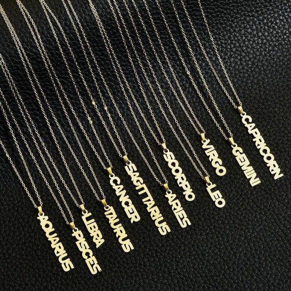 old english 12 constellation necklaces stainless steel horoscope zodiac pendants necklace jewelry gift, Silver
old english 12 constellation necklaces stainless steel horoscope zodiac pendants necklace jewelry gift, Silver
