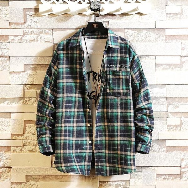 hip hop streetwear casual plaid shirt for men's long sleeve spring autumn korea oversize clothes kg-193, White;black
hip hop streetwear casual plaid shirt for men's long sleeve spring autumn korea oversize clothes kg-193, White;black