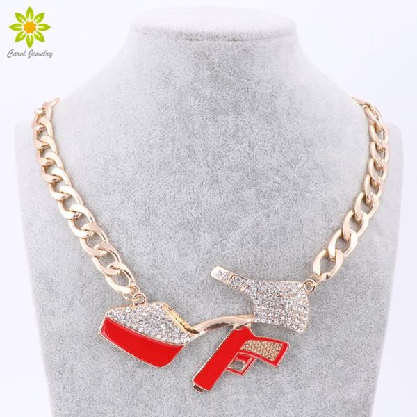 chokers 2021 women accessories jewelry high heels gun pendant necklace gold color link chain short necklaces, Golden;silver 
chokers 2021 women accessories jewelry high heels gun pendant necklace gold color link chain short necklaces, Golden;silver