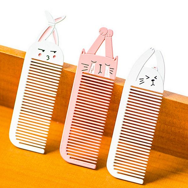 hair brushes portable comb with creativity cute animal steel student mini, Silver