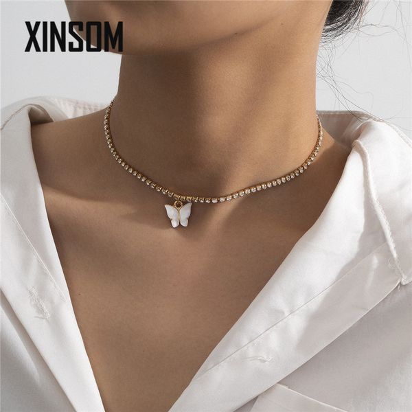 xinsom 4 colors cute butterfly chokers necklace for women crystal chain statement necklace collier fashion jewelry gift 20xs909, Golden;silver
xinsom 4 colors cute butterfly chokers necklace for women crystal chain statement necklace collier fashion jewelry gift 20xs909, Golden;silver