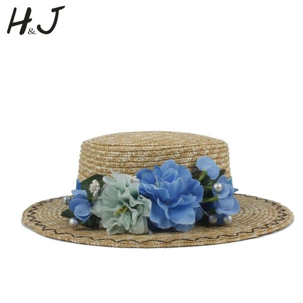 wide brim hats 2021 women summer wheat straw boater hat lady beach flat sun with handmade flower sunbonnet size 56-58cm, Blue;gray
wide brim hats 2021 women summer wheat straw boater hat lady beach flat sun with handmade flower sunbonnet size 56-58cm, Blue;gray
