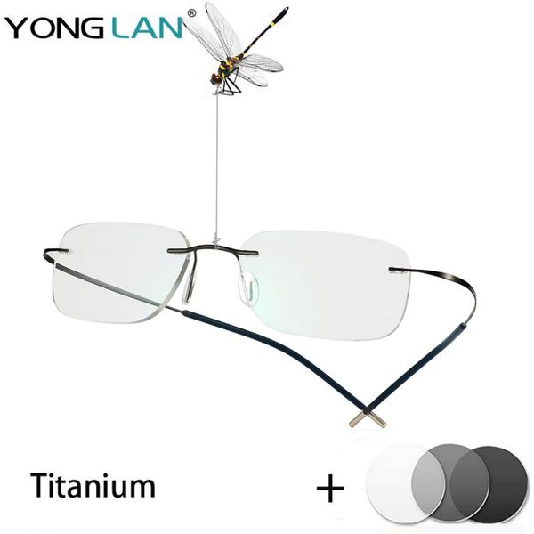 new b titanium rimless glasses pchromic myopia lens men women outdoor presbyopia optics eyewear, White;black
new b titanium rimless glasses pchromic myopia lens men women outdoor presbyopia optics eyewear, White;black