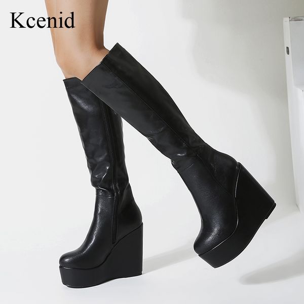 kcenid women's pu leather knee high boots wedges high heels platform zipper round toe winter fashion ladies shoes black size 40
kcenid women's pu leather knee high boots wedges high heels platform zipper round toe winter fashion ladies shoes black size 40