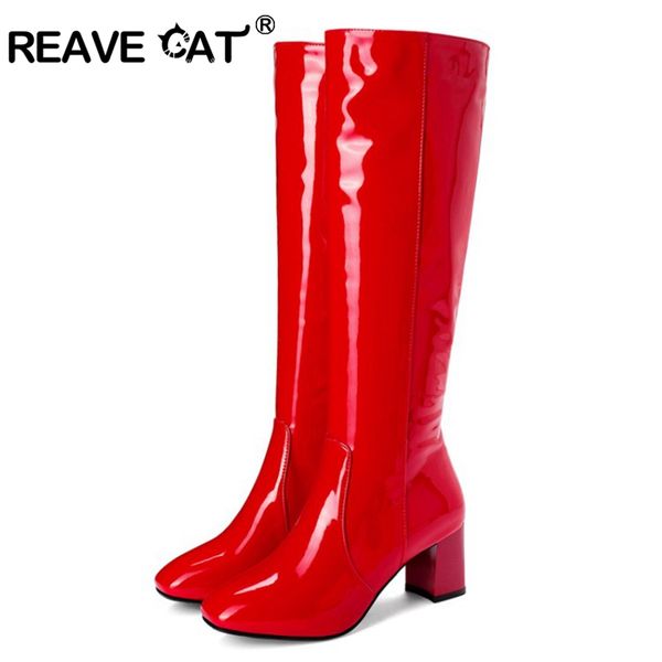 reave cat women pattent leather knee high boots for women 6cm block heels red white black lady winter leather shoes botte femme
reave cat women pattent leather knee high boots for women 6cm block heels red white black lady winter leather shoes botte femme