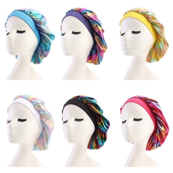 satin bonnet hair styling cap adjust colorful long hair care lady night sleep hat women laser silk head wrap shower nightcap, Blue;gray
satin bonnet hair styling cap adjust colorful long hair care lady night sleep hat women laser silk head wrap shower nightcap, Blue;gray
